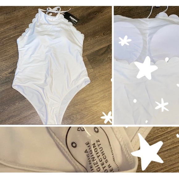 zeagoo Other - Reduced! ⬇️ NWT White Scalloped Halter One-Piece